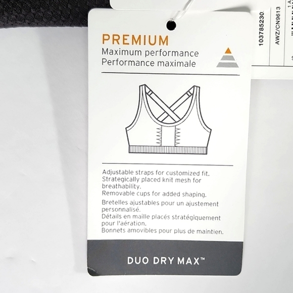 NWT Champion C9 DuoDry Max Black Sports Bra Medium Support Cross Straps Sz M - Picture 12 of 13
